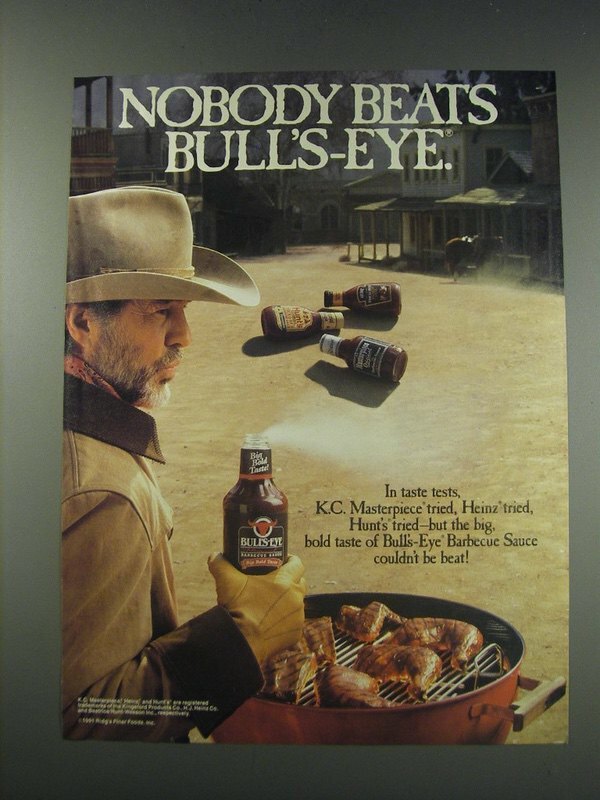 1991 Bull's-Eye Barbecue Sauce Ad - Nobody beats Bull's-Eye.