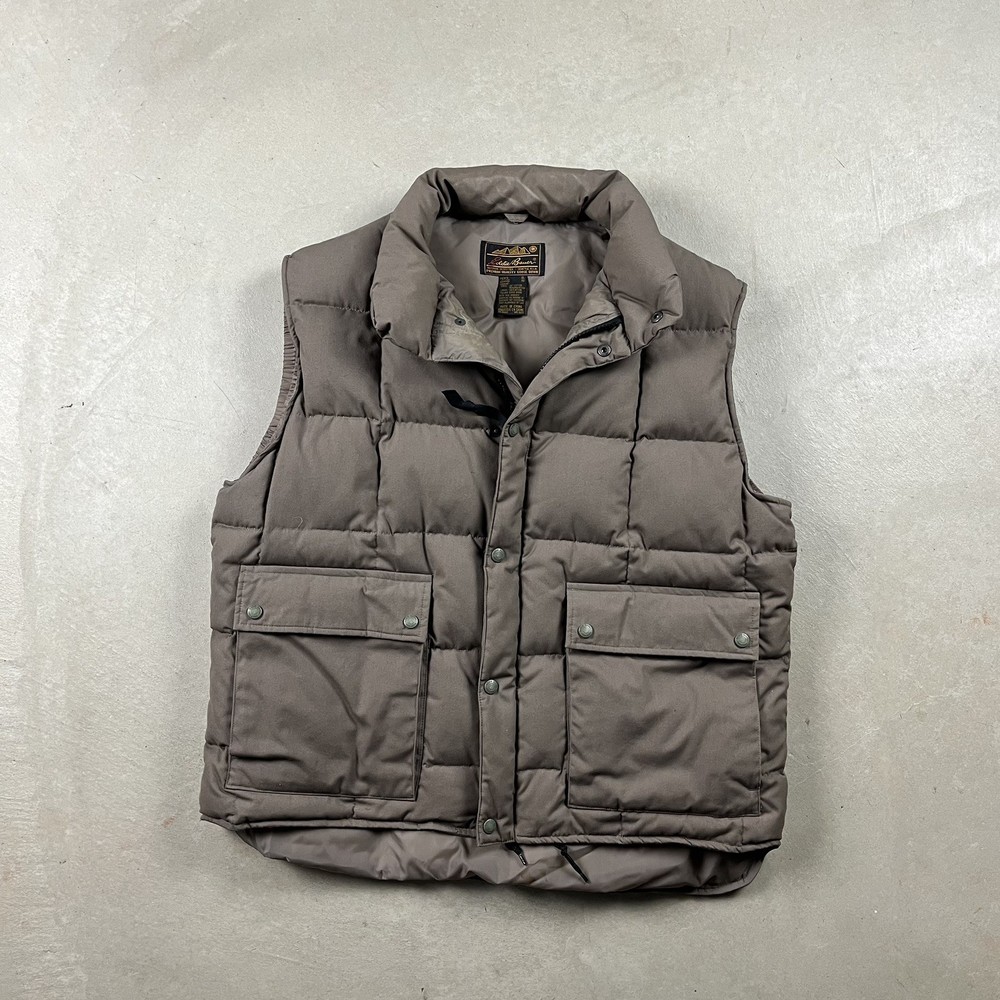 Vintage Eddie Bauer Mens Vest Men’s XL Premium Goose Down Brown Outdoor Puffer