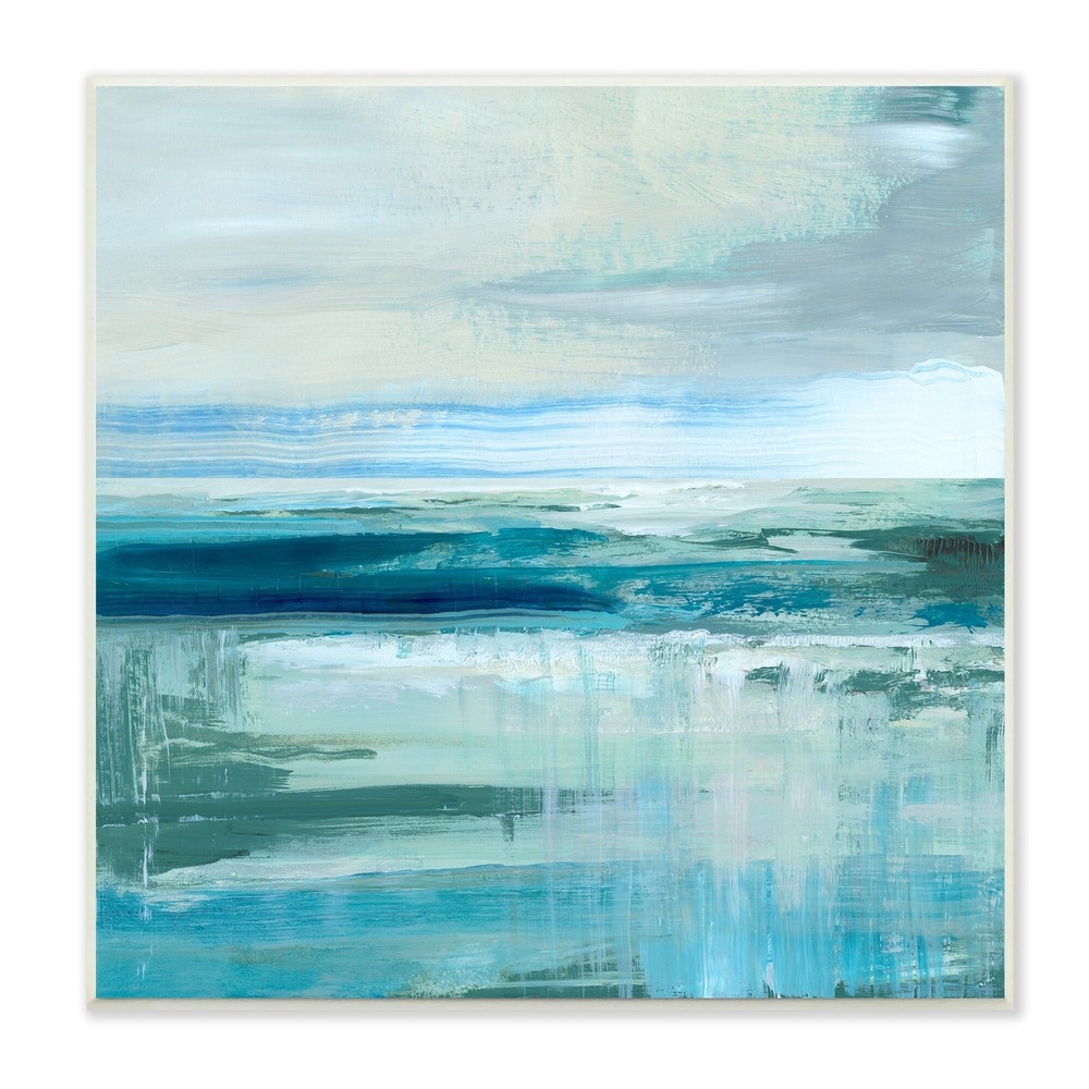 Stupell Abstract Ocean Horizon Modern Nautical Painting Blue Blue 12 x 12
