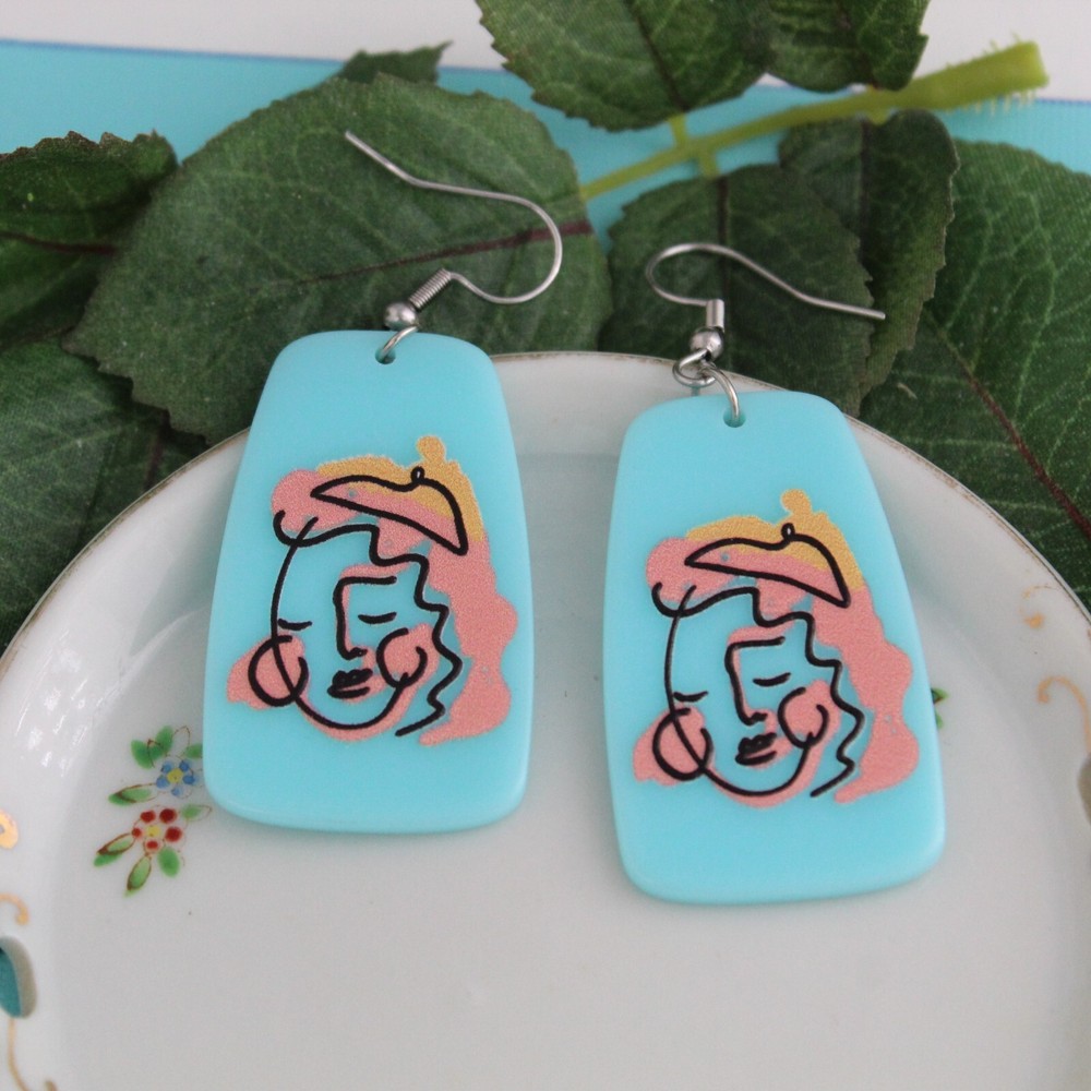 Abstract Art Face Resin Earrings Resin Pendants Resin Charms Handmade DIY-image