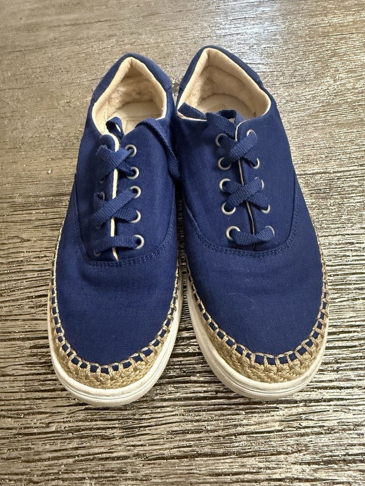 Ugg Eyan II Blue Canvas Lace up Espadrille Sneaker Shoes Casual Women’s Size 7
