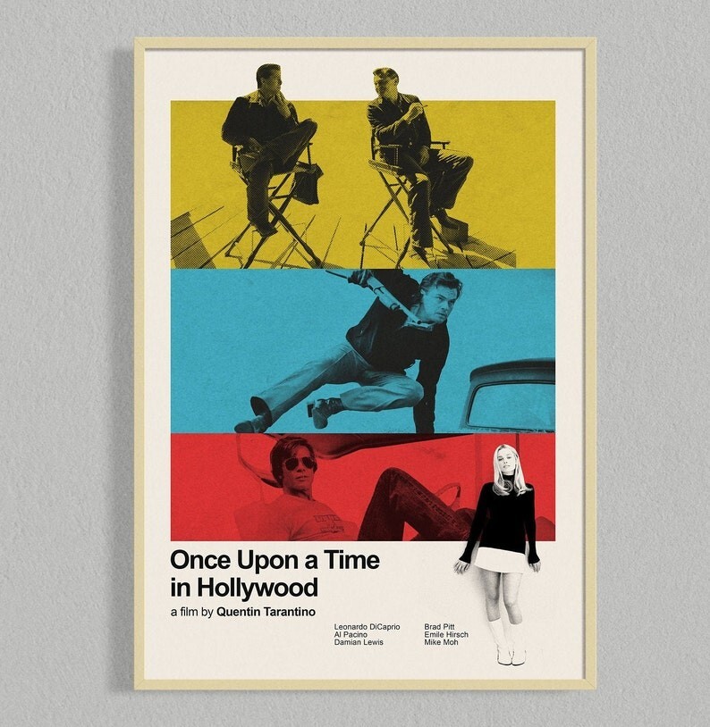 Once Upon a Time in Hollywood Vintage Mid Century Movie Poster  