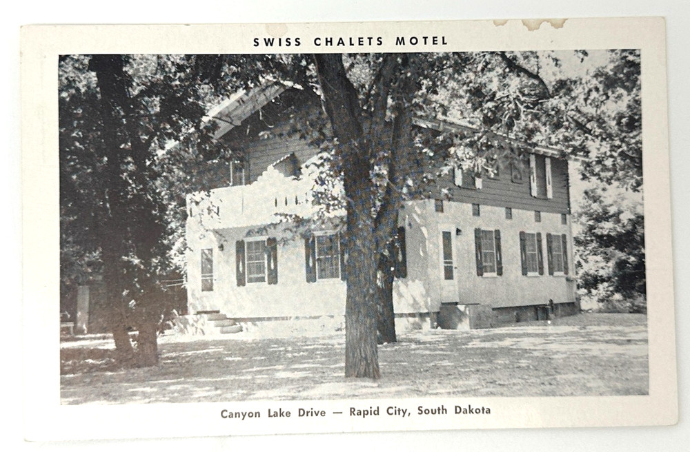 Vintage Swiss Chalets Motel Postcard – Rapid City South Dakota Canyon Lake Drive