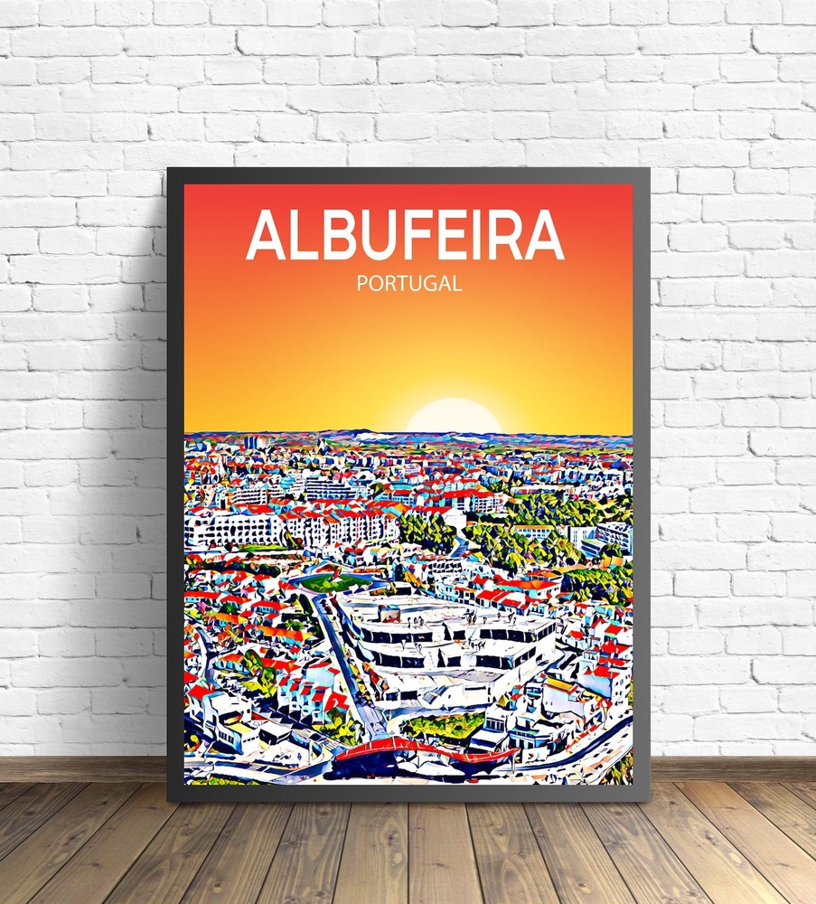 Albufeira Portugal Art Poster Sunset Night Poster Art Print Albufeira City