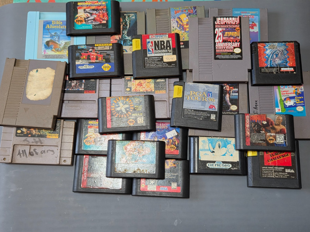 Assorted NES, SNES, and Sega Authentic Games - Lot of 25 - Untested