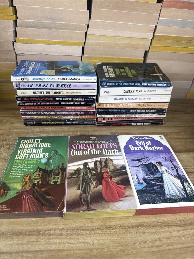 19 Book Vintage Gothic Romance Paperback Lot Haunted Houses Witchy Retro Covers