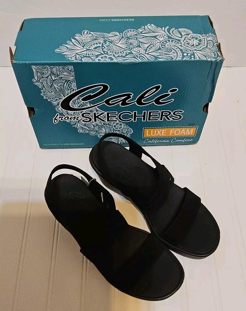 skechers cali sandals 8 Black New
