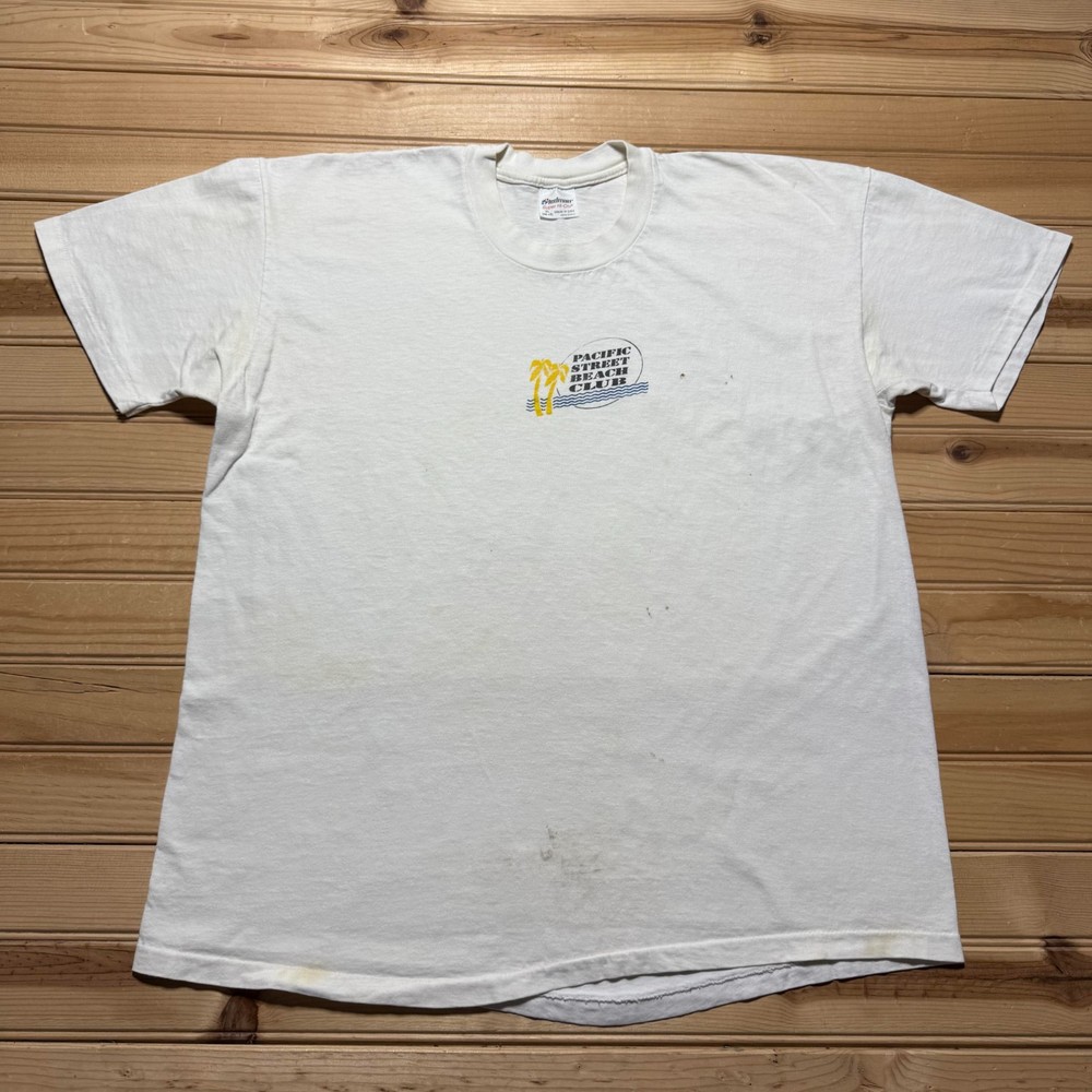 Vintage 80s 90s Pacific Street Beach Club Tropical Palm Trees T-Shirt USA - XL