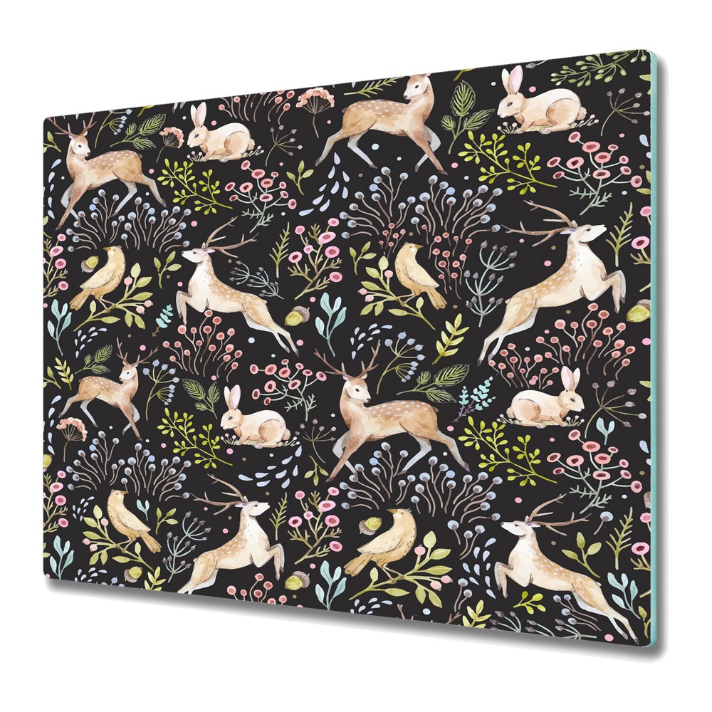 Glass Worktop Kitchen Chopping Board Woodland Dark animal Dark room 60x52