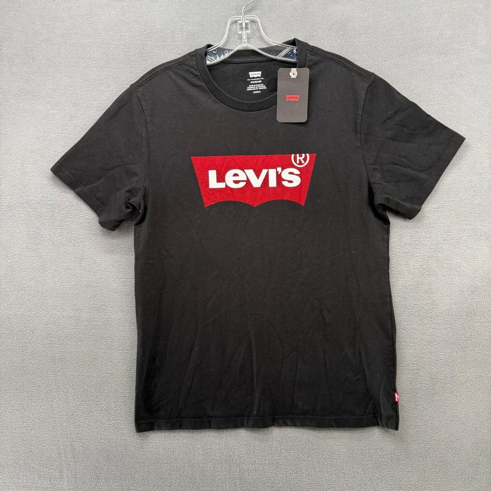 Levis T-Shirt Mens Standard Fit Batwing Logo Graphic Black Small NEW