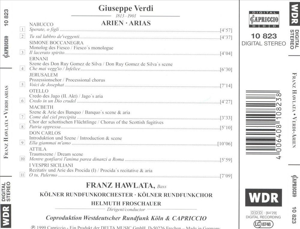 Franz Hawlata Verdi: Arias New Cd