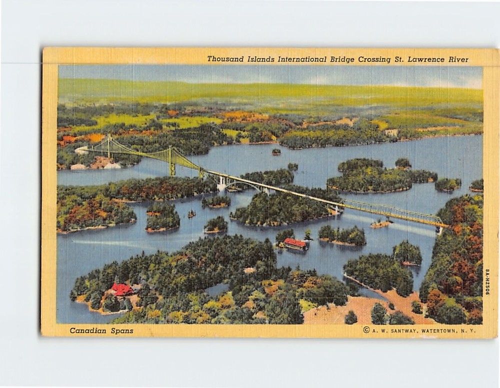 Postcard Thousand Islands International Bridge St. Lawrence River New York USA
