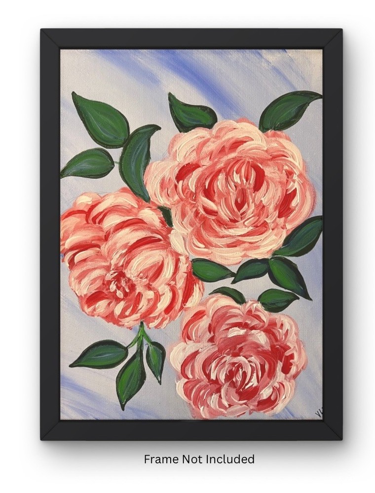 Impressionist Pink Flowers Floral Art Acrylic 14x11” Canvas VLP Original
