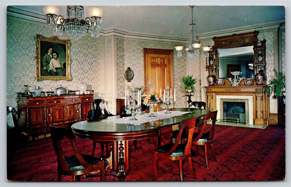Interior~Formal Dining Room Beehive House Salt Lake City Utah~Vintage Postcard