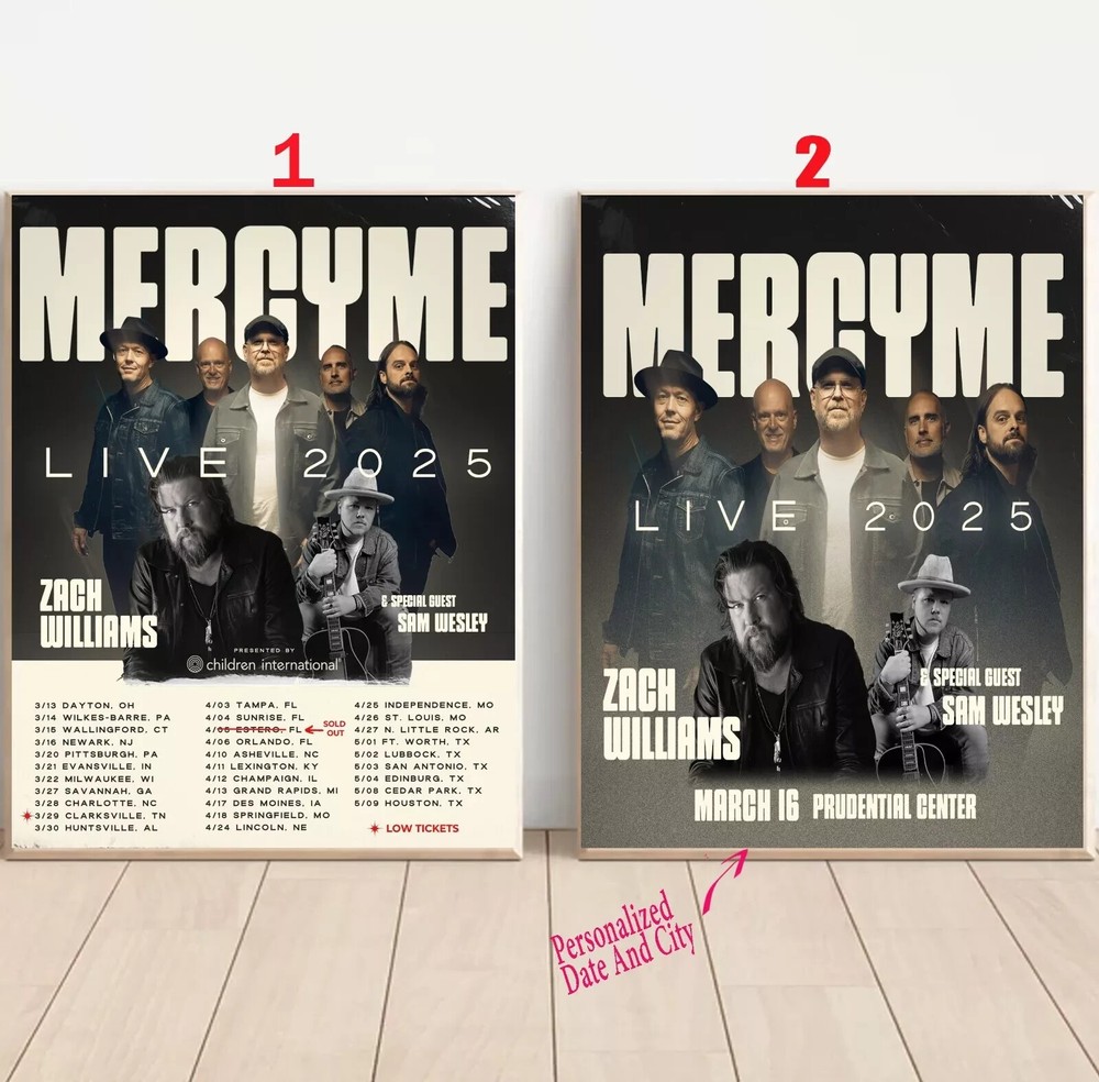 Custom Zach Williams MercyMe Tour 2025 Poster Wall Art Decor
