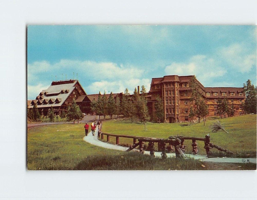 Postcard Old Faithful Inn Upper Geyser Basin Yellowstone National Park WY USA