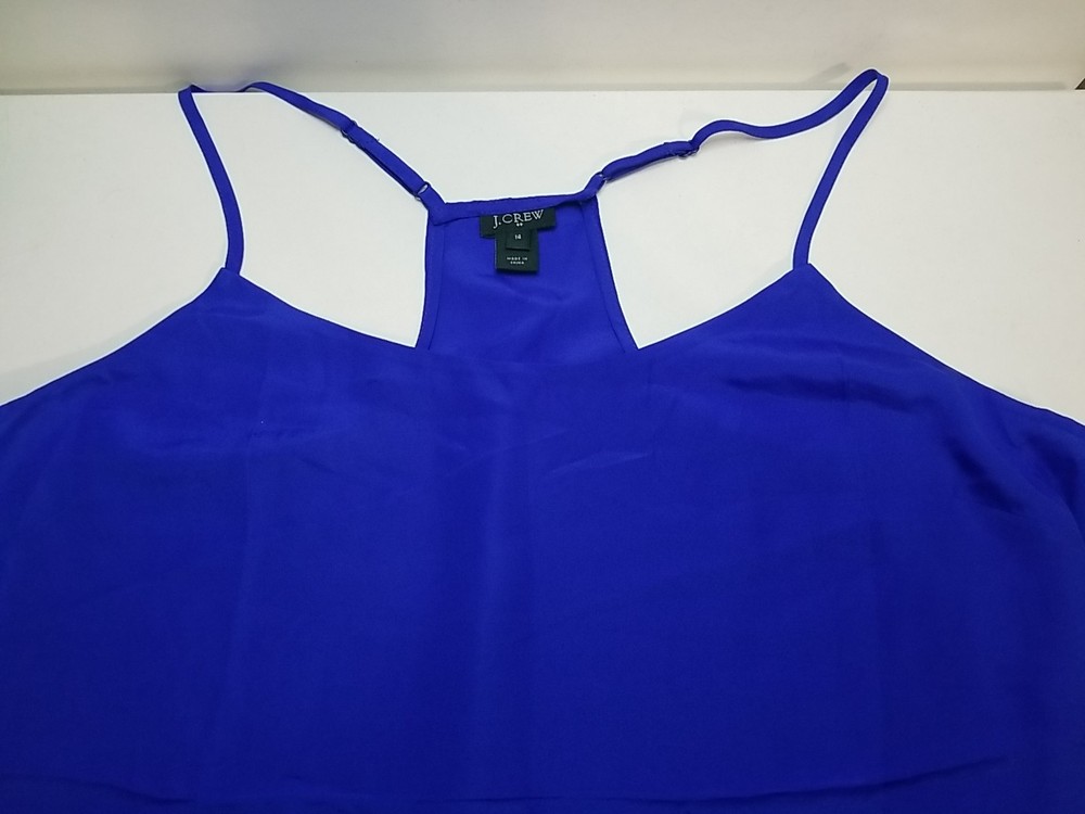 J. Crew Top Womens 14 Blue Scoop Neck Tank Spaghetti Strap Cami Pullover Solid
