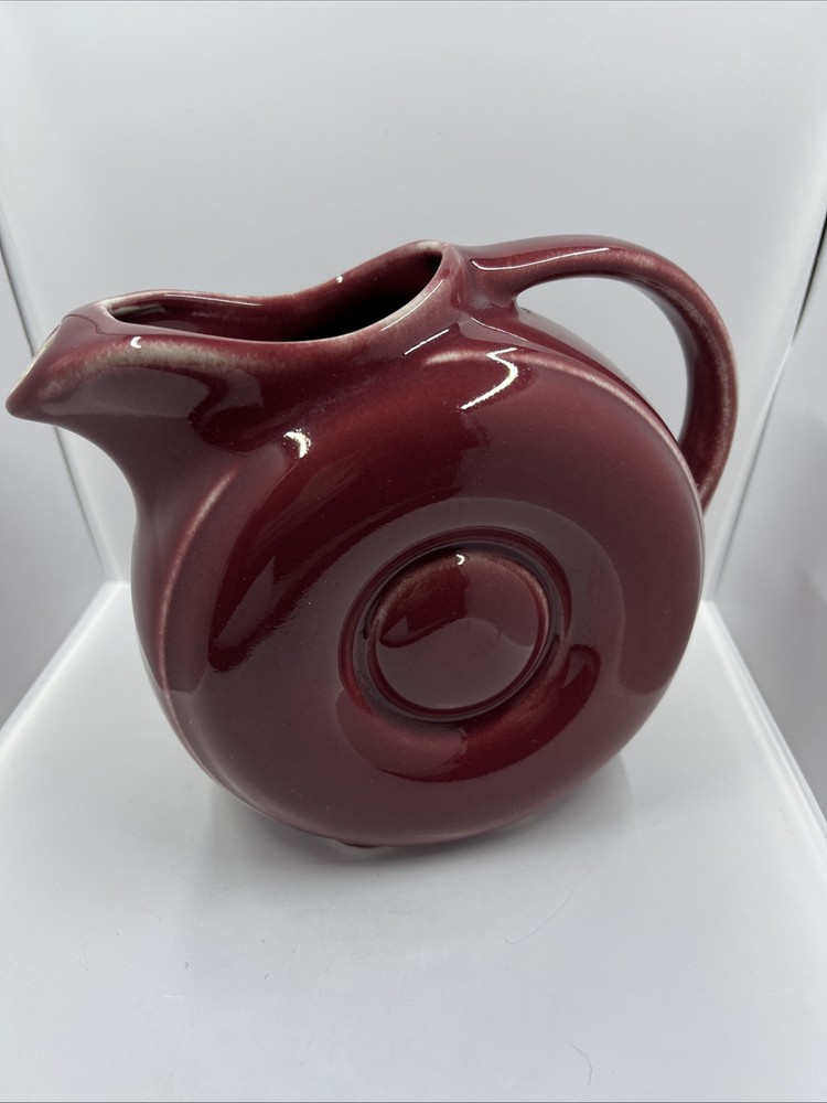 Vintage Hall Donut Jug Pitcher in Rich Burgundy Color