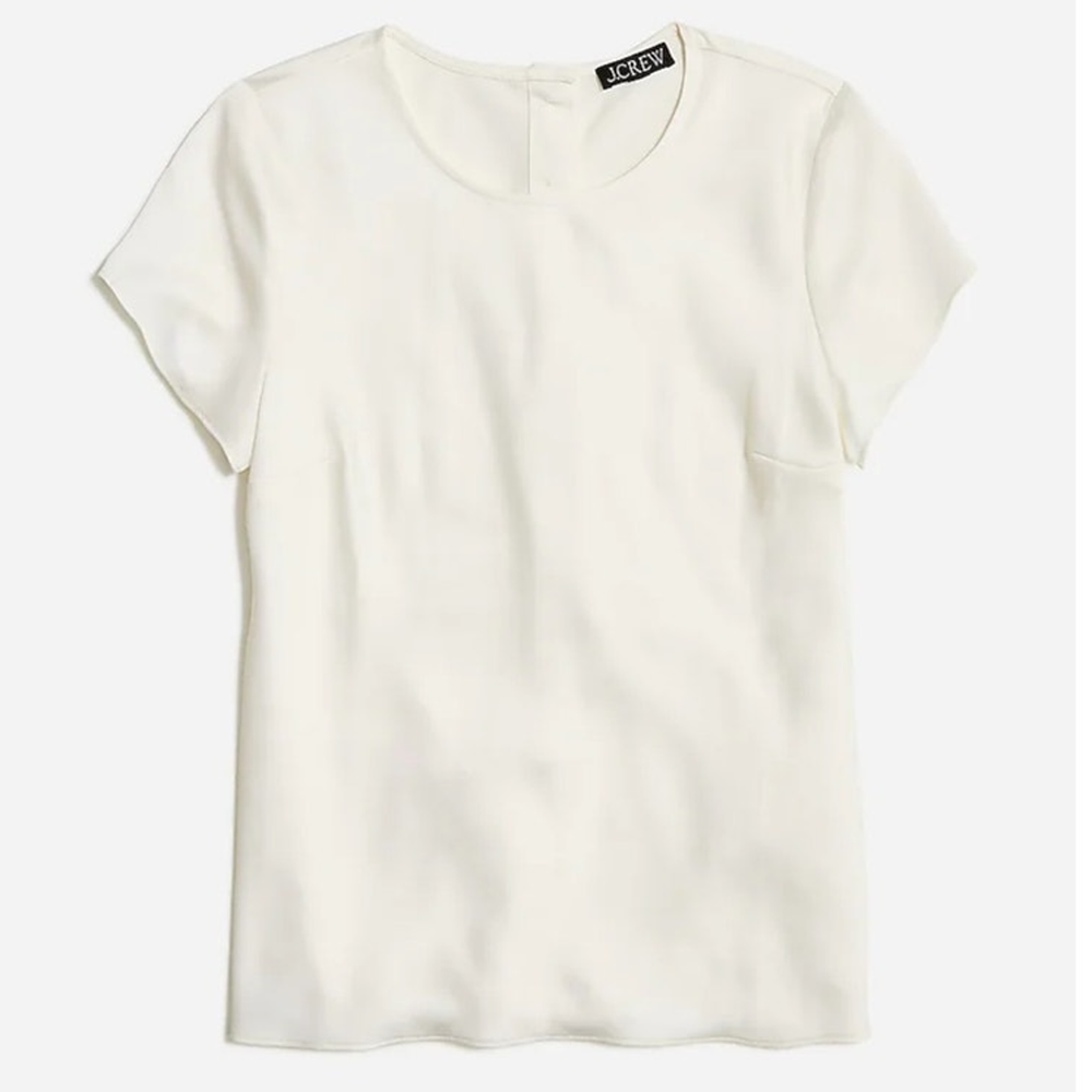 J Crew Short Sleeve Button Back Everyday Trendy Crepe Top US Women's XXS New