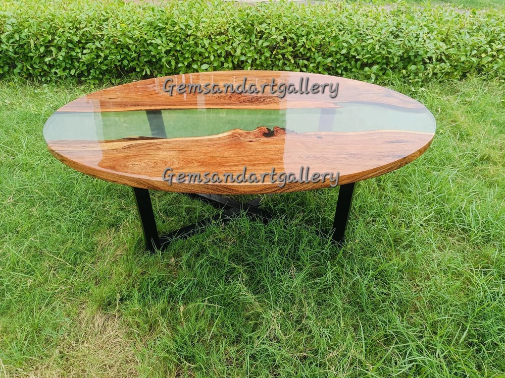 Oval Epoxy Table Top with Acacia Wood | Dining | Coffee Table Top (Customisable)