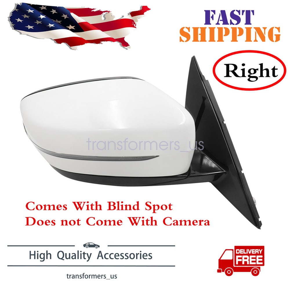 White Right Passenger Mirror With Blind Spot For BMW 530i 540i 530e 2017-2022
