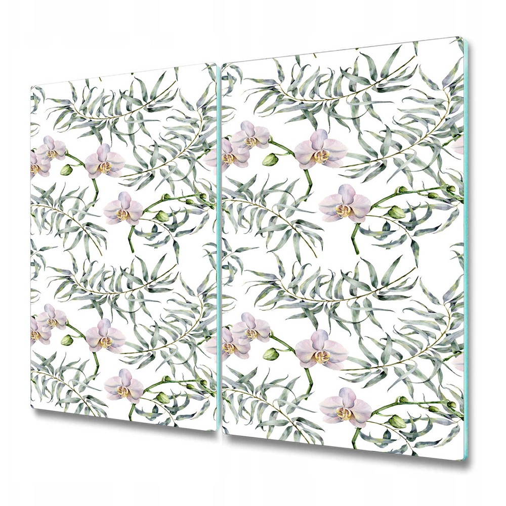 Glass Chopping Board Utensil Board Pink orchids Flowers Watercolour 2x30x52