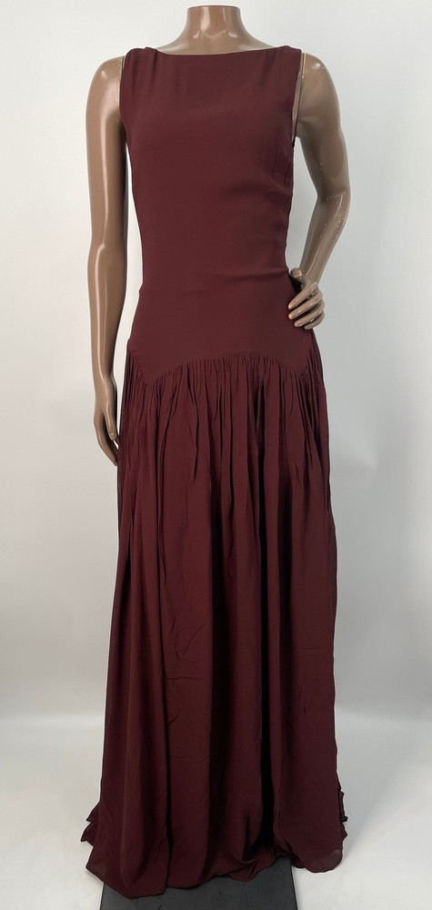 Reformation Womens Maxi Dress Mahogany Size 2 Camella Sleeveless Boat Neck Lined