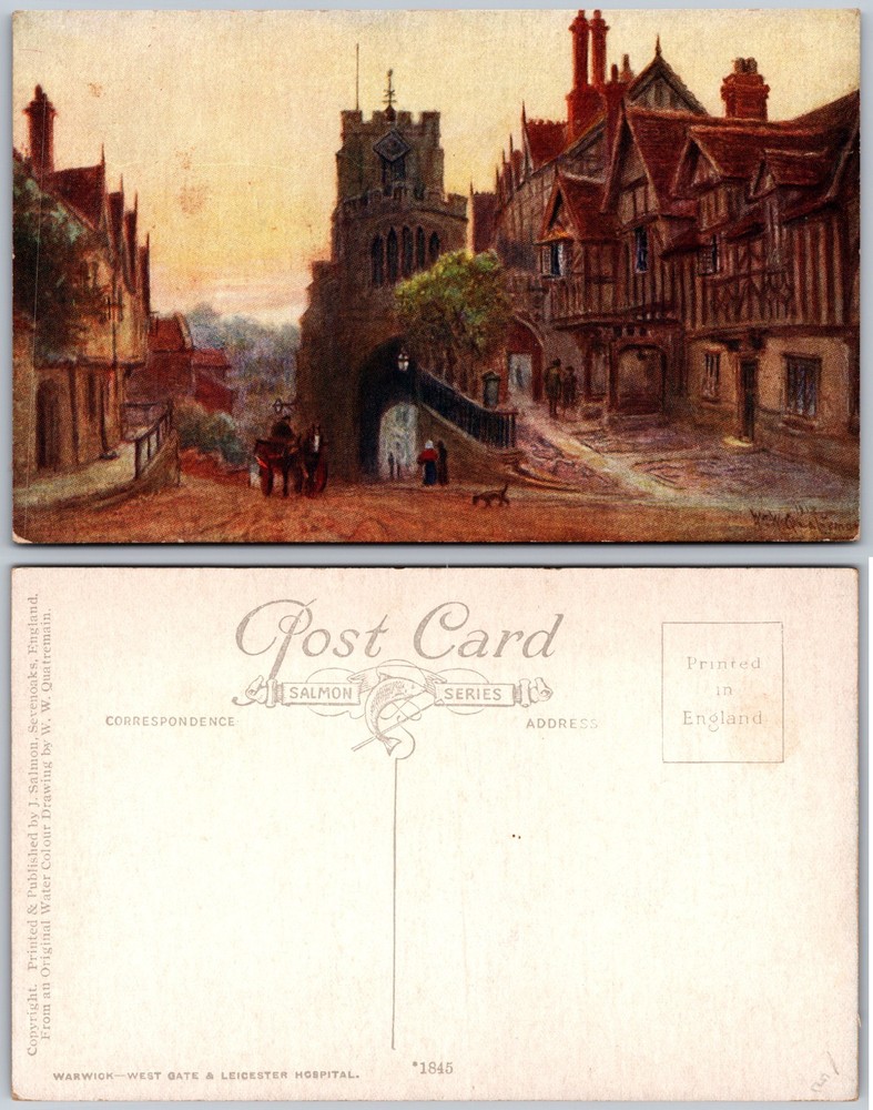Warwick England West Gate Leicester Hospital Postcard