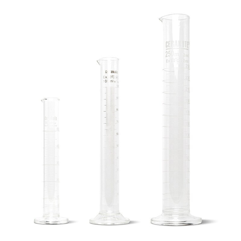 CERAKOTE Glass Graduated Cylinder 50ml to 250ml for Precise Measurements