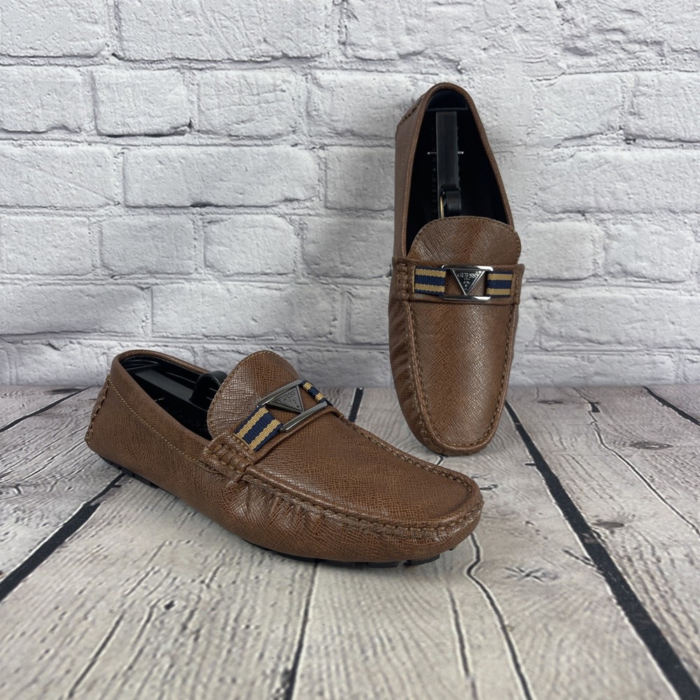 Guess GMART-C Mens Loafers Size 7.5 Brown Slip-On Dress Shoes Casual Moc Toe