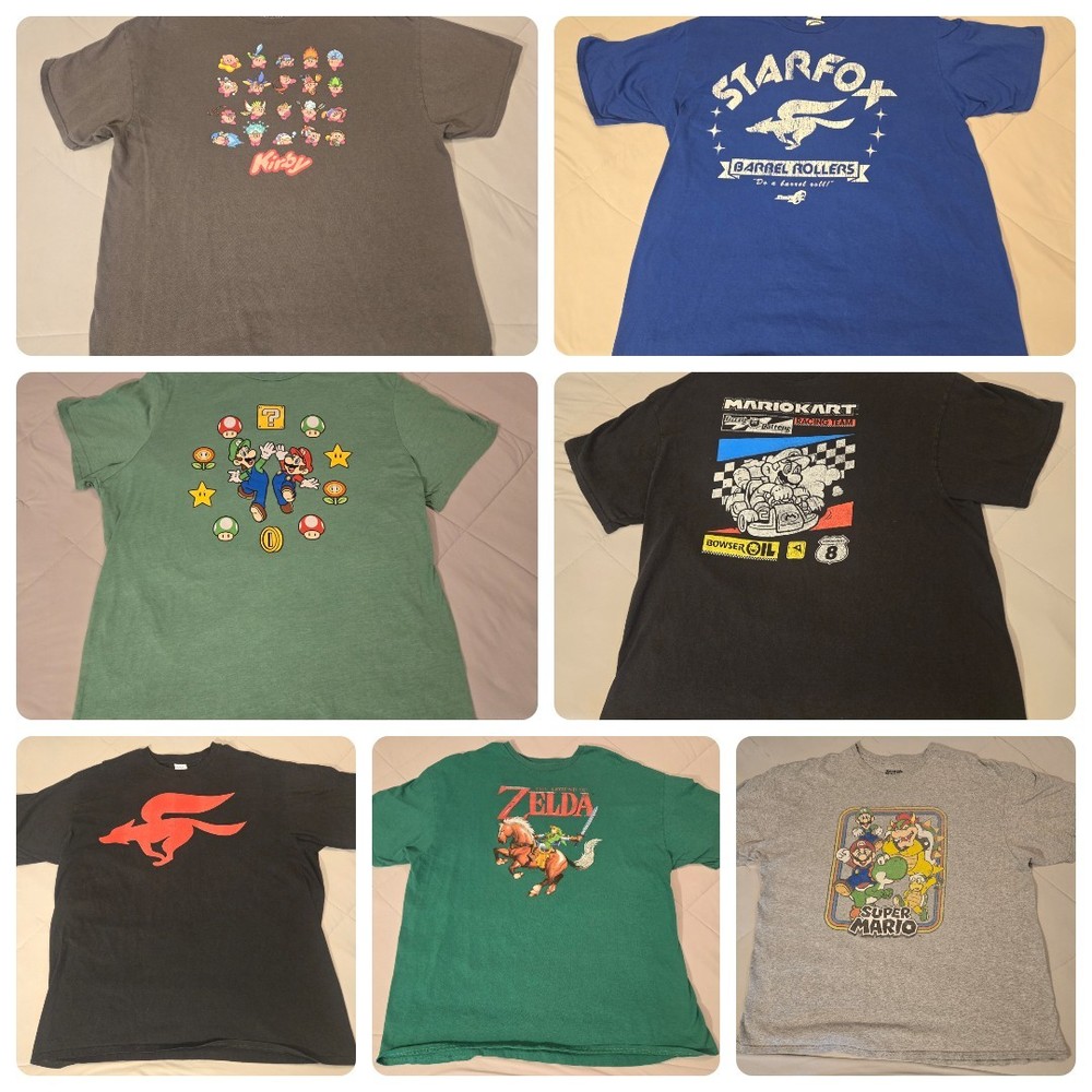 Nintendo t shirts lot of 7 size XXL Mario starfox  Zelda Kirby unisex