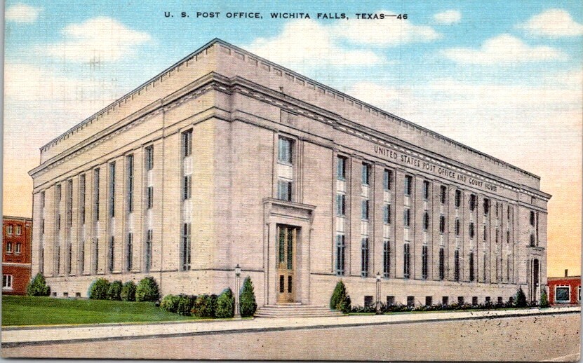 Wichita Falls Texas Post Office Architecture Mail Vintage Postcard 1950    18215