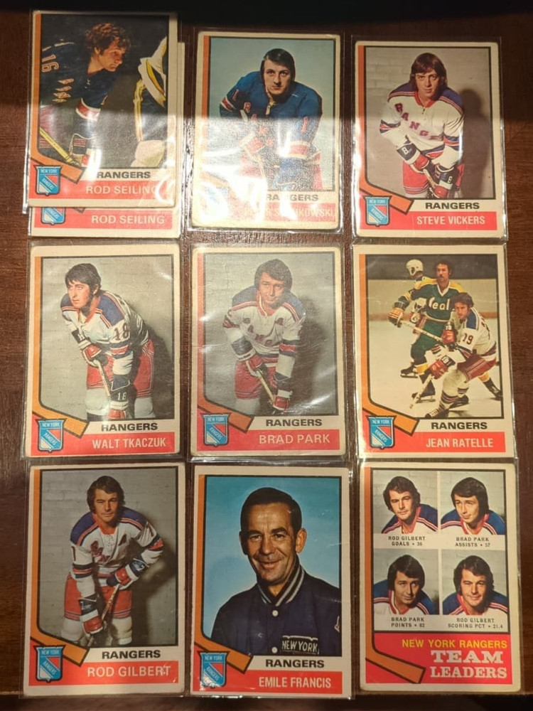1974 O-Pee-Chee Team SET Lot of 10 New York RANGERS OPC (R) PARK