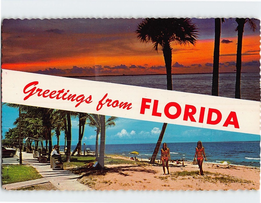 Postcard Beach Scene Greetings from Florida USA