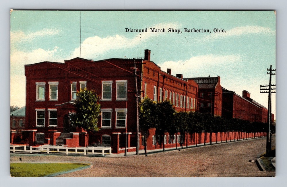 Barberton OH-Ohio, Diamond Match Shop, Vintage c1915 Postcard Standard Postal