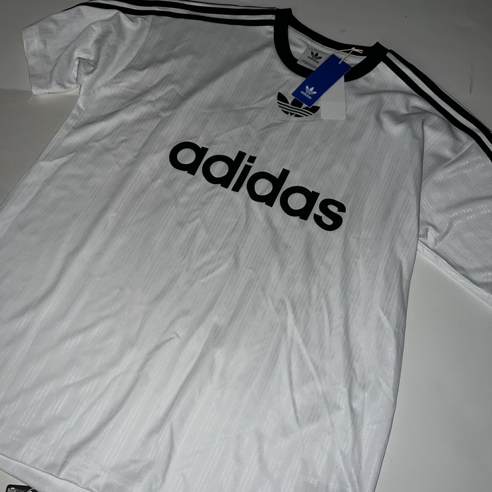adidas Originals Trefoil Poly T Shirt Men’s Sz XL IM9459  White Black NEW