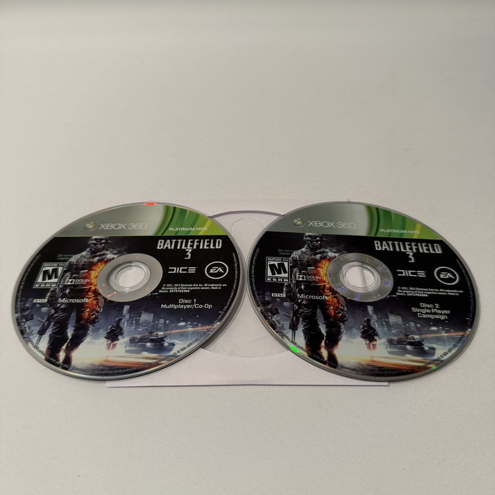 Battlefield 3 Platinum Hits Xbox 360 Microsoft FPS Shooter Discs Only 1 and 2