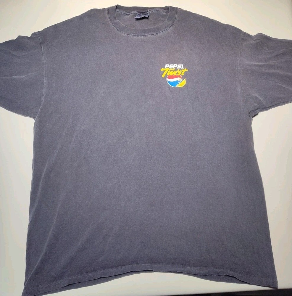 Vintage Pepsi Twist T Shirt Anvil XL Faded Blue Promo SodaPop Lemon