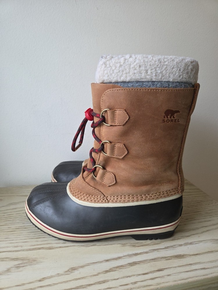Sorel Men's Brown Leather Caribou Waterproof Snow Boots Size 9