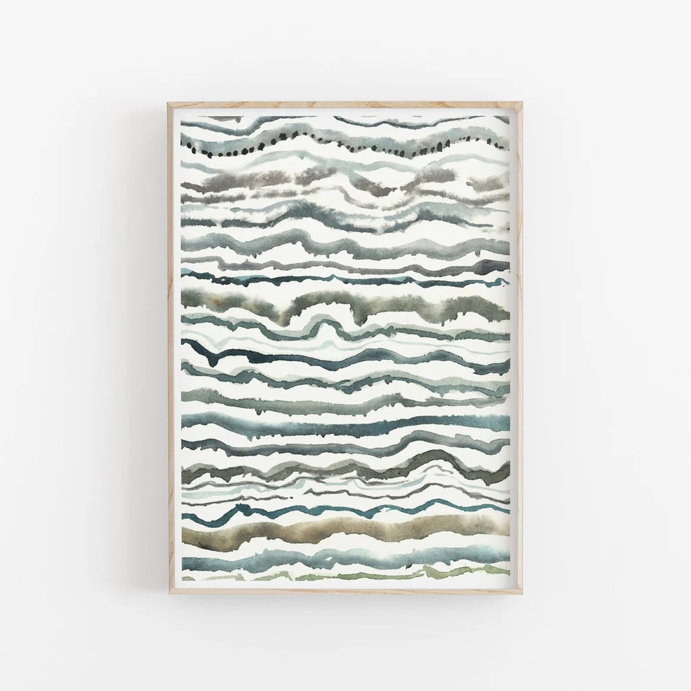 Wavy Lines Watercolor Painting Poster Premium Quality Choose your Size