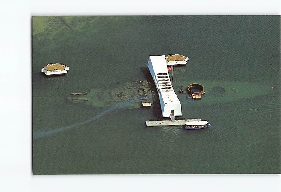 Postcard Aerial View USS Arizona Memorial Pearl Harbor Hawaii USA