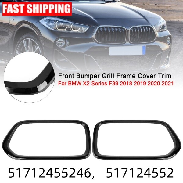 Front Bumper Grill Frame Cover Trim Fit BMW X2 Series F39 2018-2023 Gloss Black