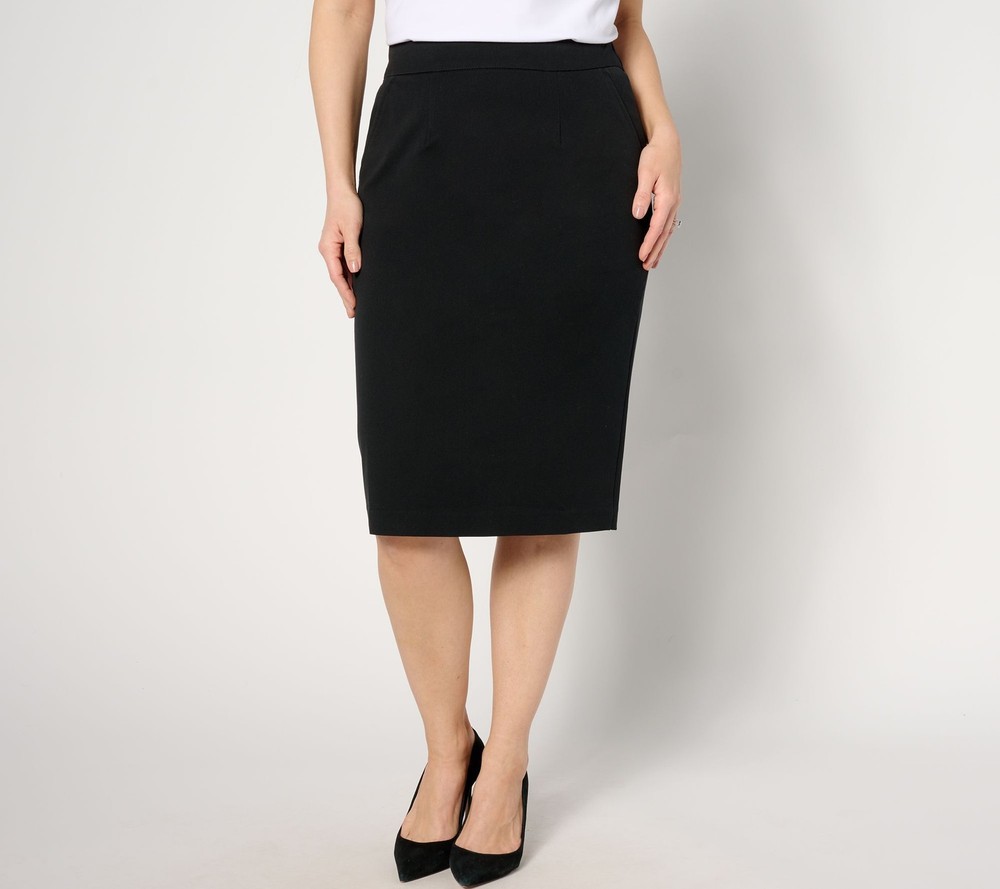 Isaac Mizrahi Live! Women's Skirt Sz 4 Regular Stretch Pencil Black A637765