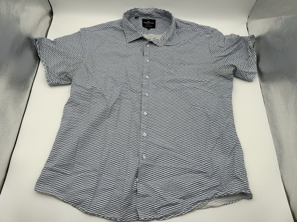 RODD & GUNN Mens Size 2XL Short Sleeve Button Up Shirt Blue Fish Print