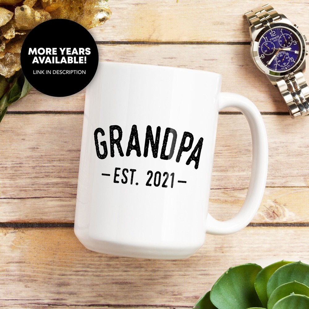 Grandpa Est 2021 Coffee Mug Promoted To Grandpa Grandfather 2021 Grandpa To Be