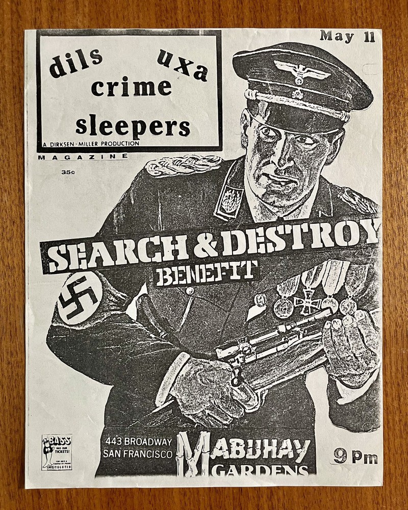 Vintage 1978 DILS UXA CRIME Flyer Search & Destroy Benefit Mabuhay ORIGINAL Rare