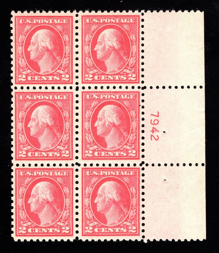 MOMEN US Stamps #463 Error Plate 7942 Block of 6 Mint OG NH #92704