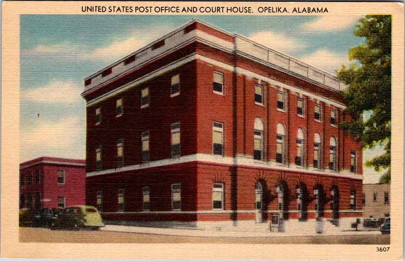 Postcard COURT HOUSE SCENE Opelika Alabama AL m/09 AO2720