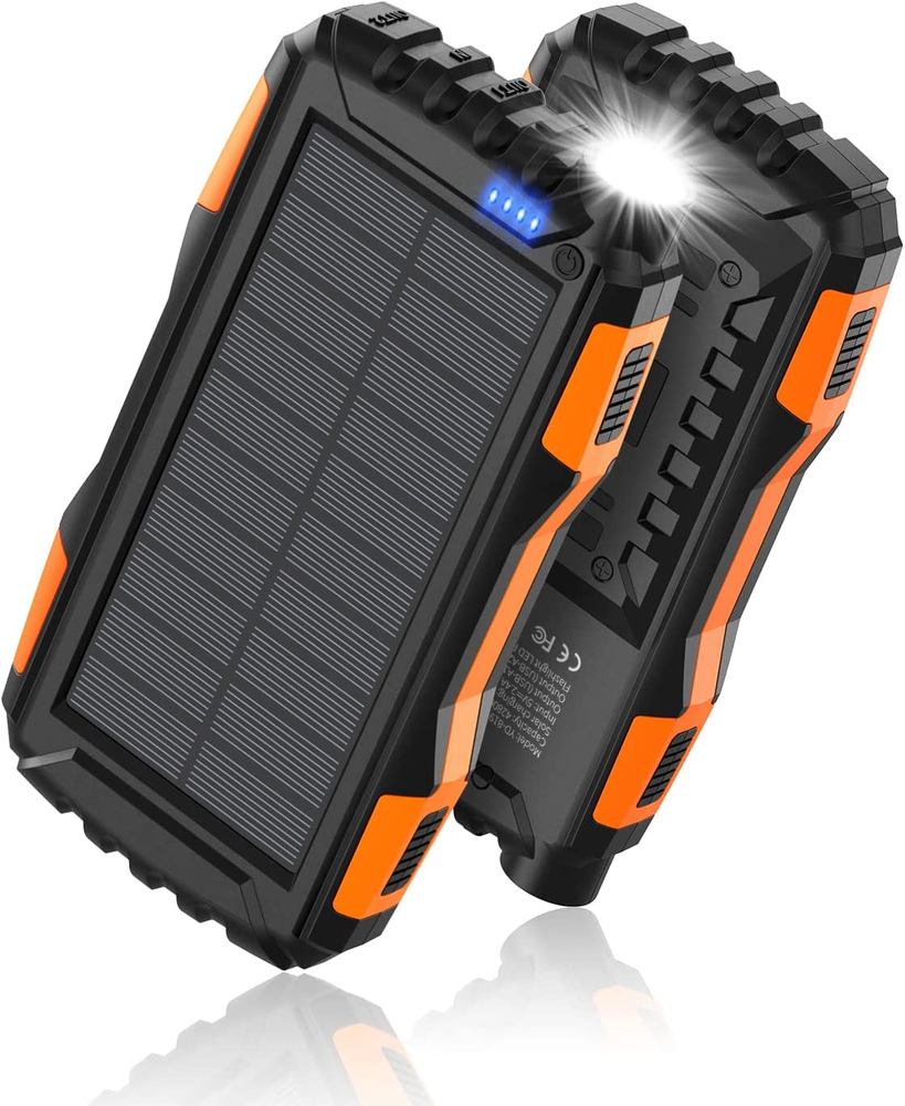 42800Mah Portable Charger, Solar Power Bank, External Battery (Orange)