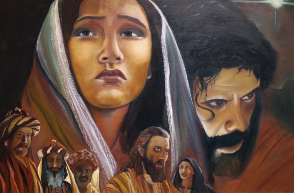 art 473 original painting 60x90 cm PZ oil on canvas Christmas secret realizm